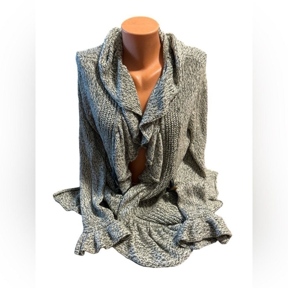 Magaschoni Women’s Long Silk Cashmere Cable Knit Cardigan Sweater ML Beige Green